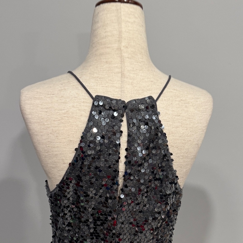 Express Spaghetti Strap Racerback Sequin Gray Dress Small - Picture 6 of 7